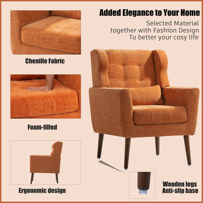 Modern Accent Chair Foam Filled Orange