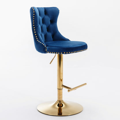 Modern Bar Stools Set of 2 Blue White