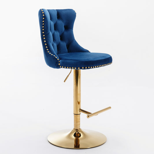 Modern Bar Stools Set of 2 Blue White