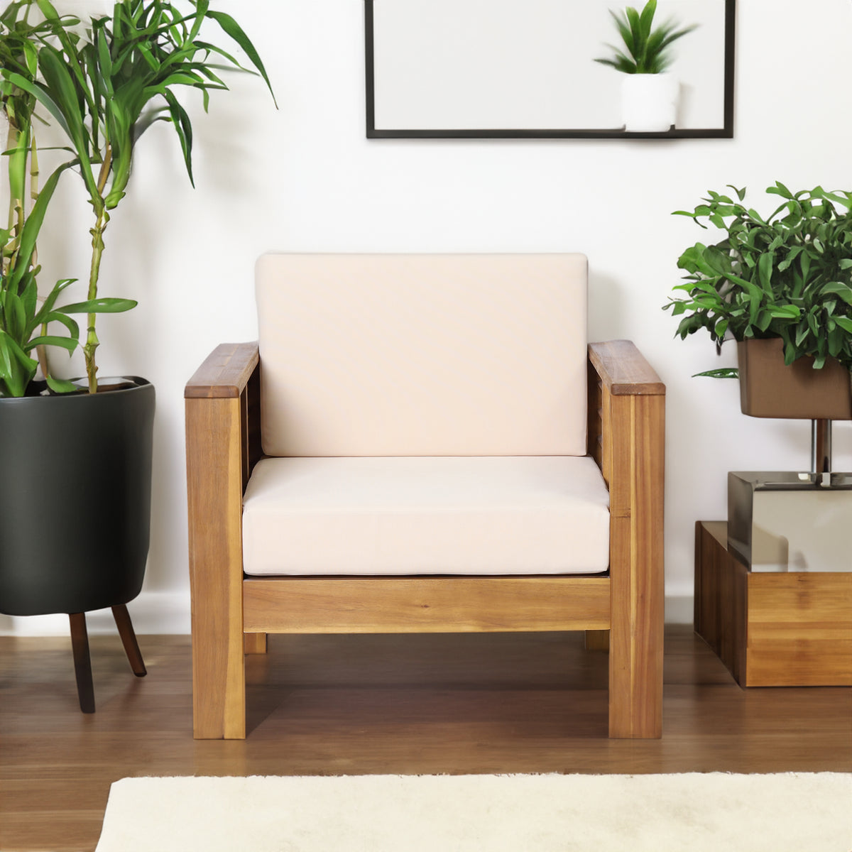 Outdoor Acacia Club Chairs (2 pcs) – Teak Beige