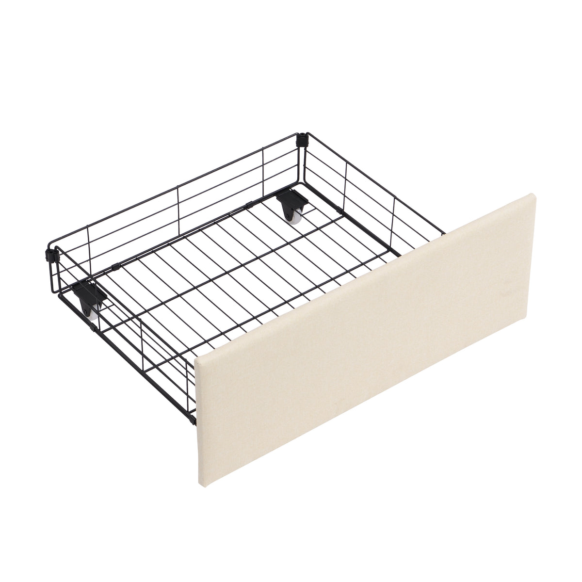 Full Size Upholstered Bed with Drawers – Beige