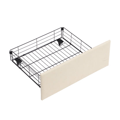 Full Size Upholstered Bed with Drawers – Beige