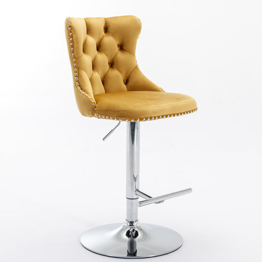 Modern Bar Stools Set of 2 Gold Gray
