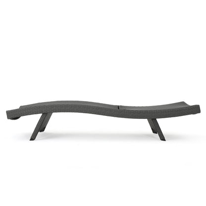 PE Wicker Chaise Lounge Gray