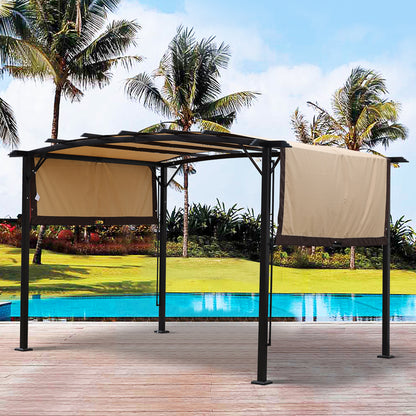 12x9FT Outdoor Retractable Pergola Beige