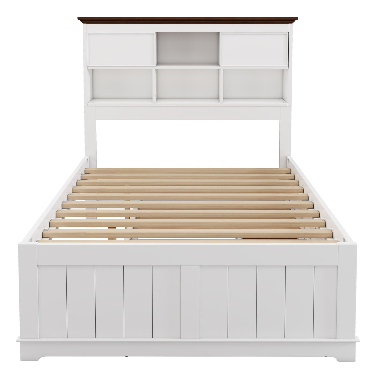 Pine Captain Bookcase Bed White Walnut