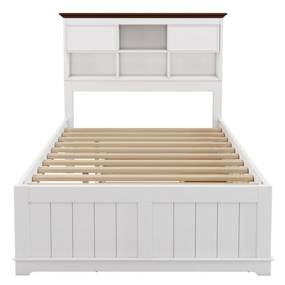 Pine Captain Bookcase Bed White Walnut