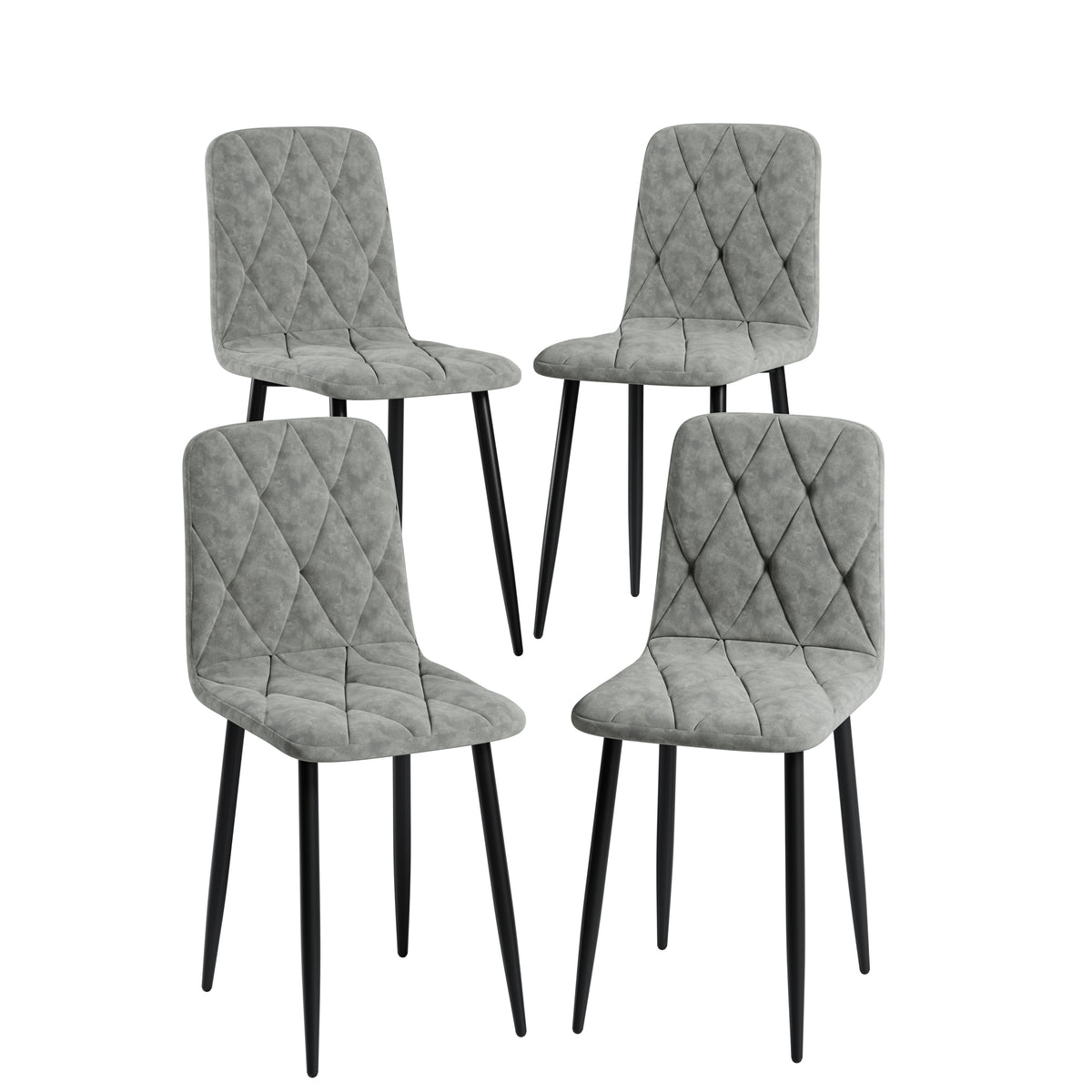 Upholstered Dining Chair Set (4 pcs) – Chrome Legs