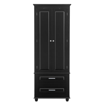 Tall Black Storage Cabinet with Drawers