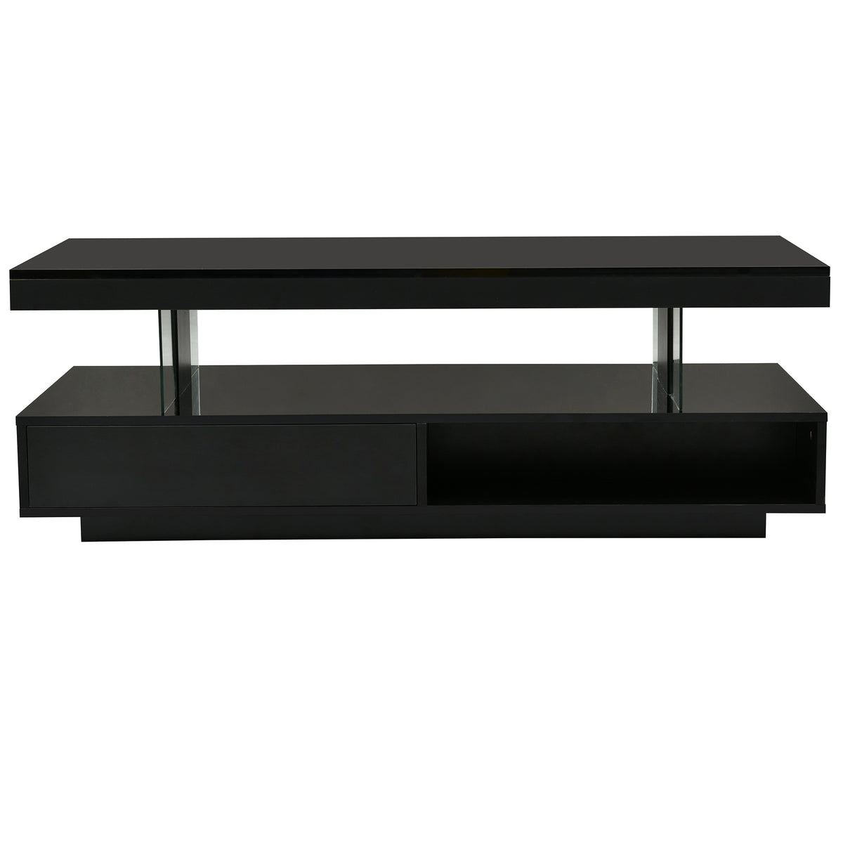 LED Coffee Table with Display and Storage Black