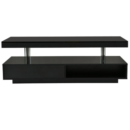LED Coffee Table with Display and Storage Black