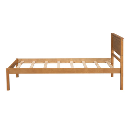 Twin Platform Bed with Headboard Oak