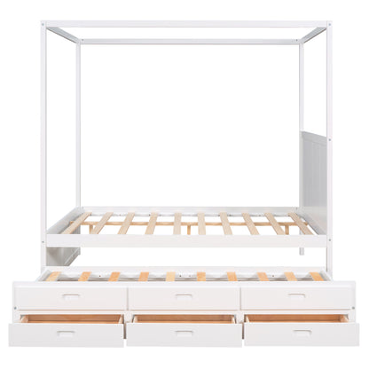 Queen Canopy Bed White