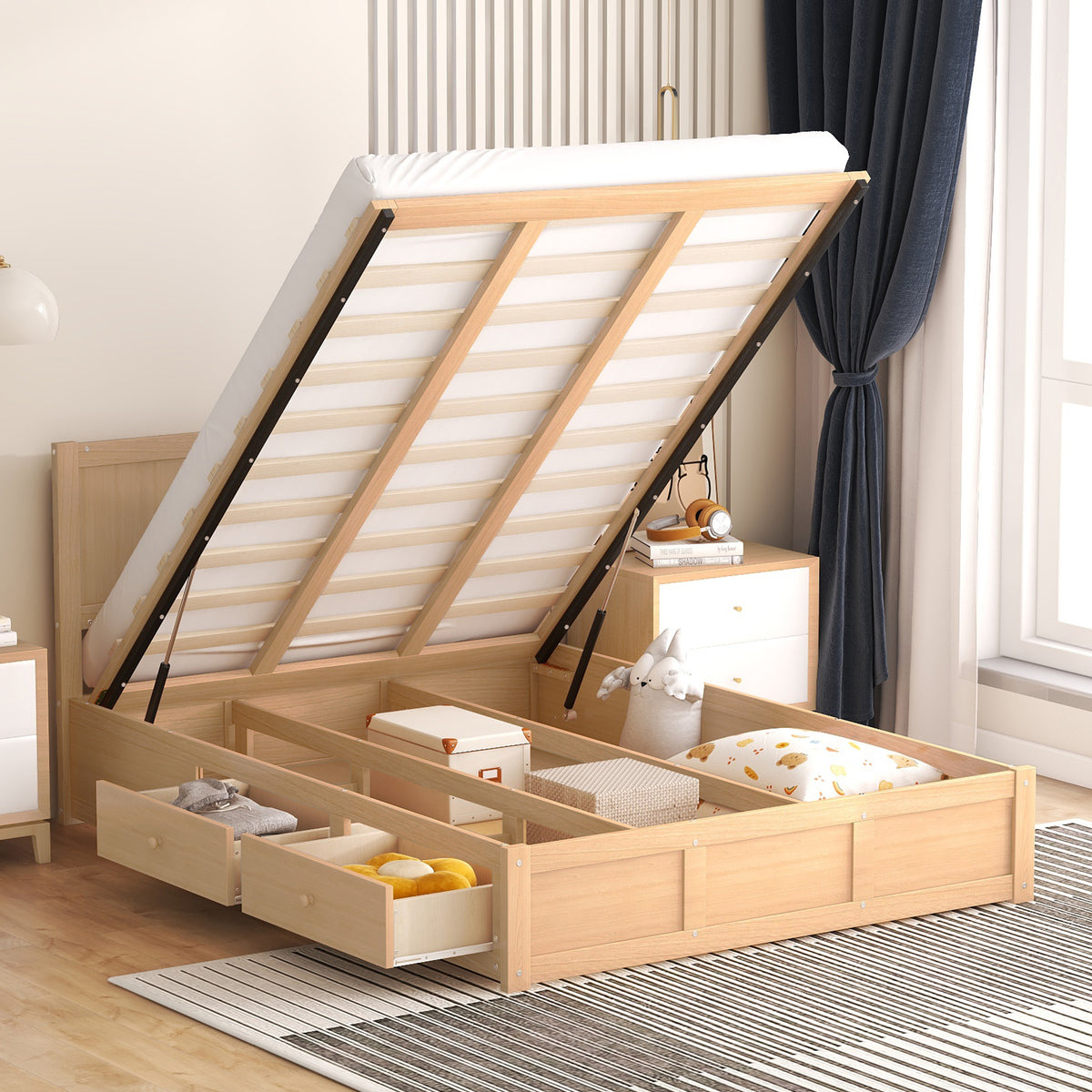 Full Wood Platform Bed