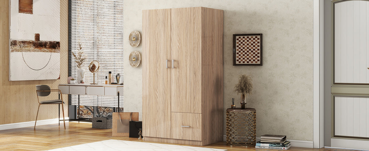 Wooden Double Wardrobe Natural Finish