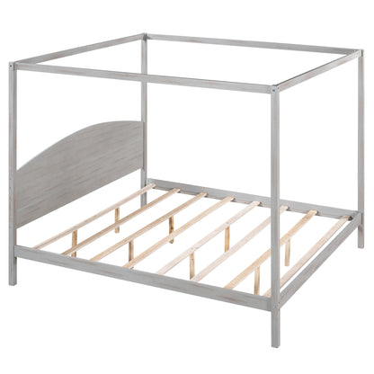 King Canopy Bed Gray Wash