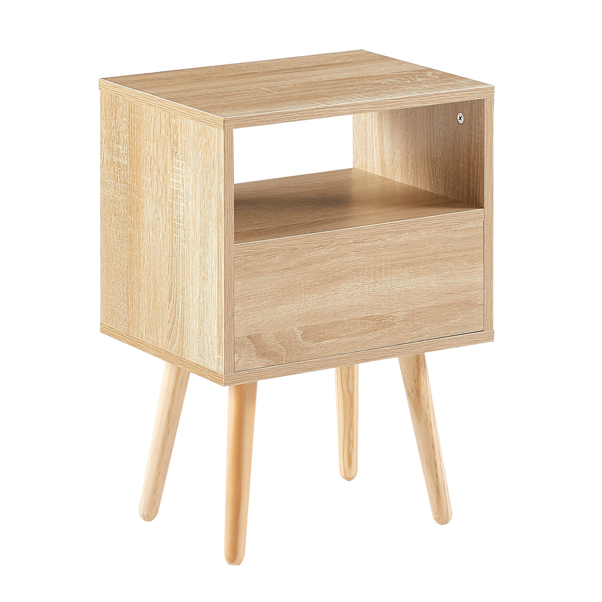 Rattan End Table with Drawer Natural Finish