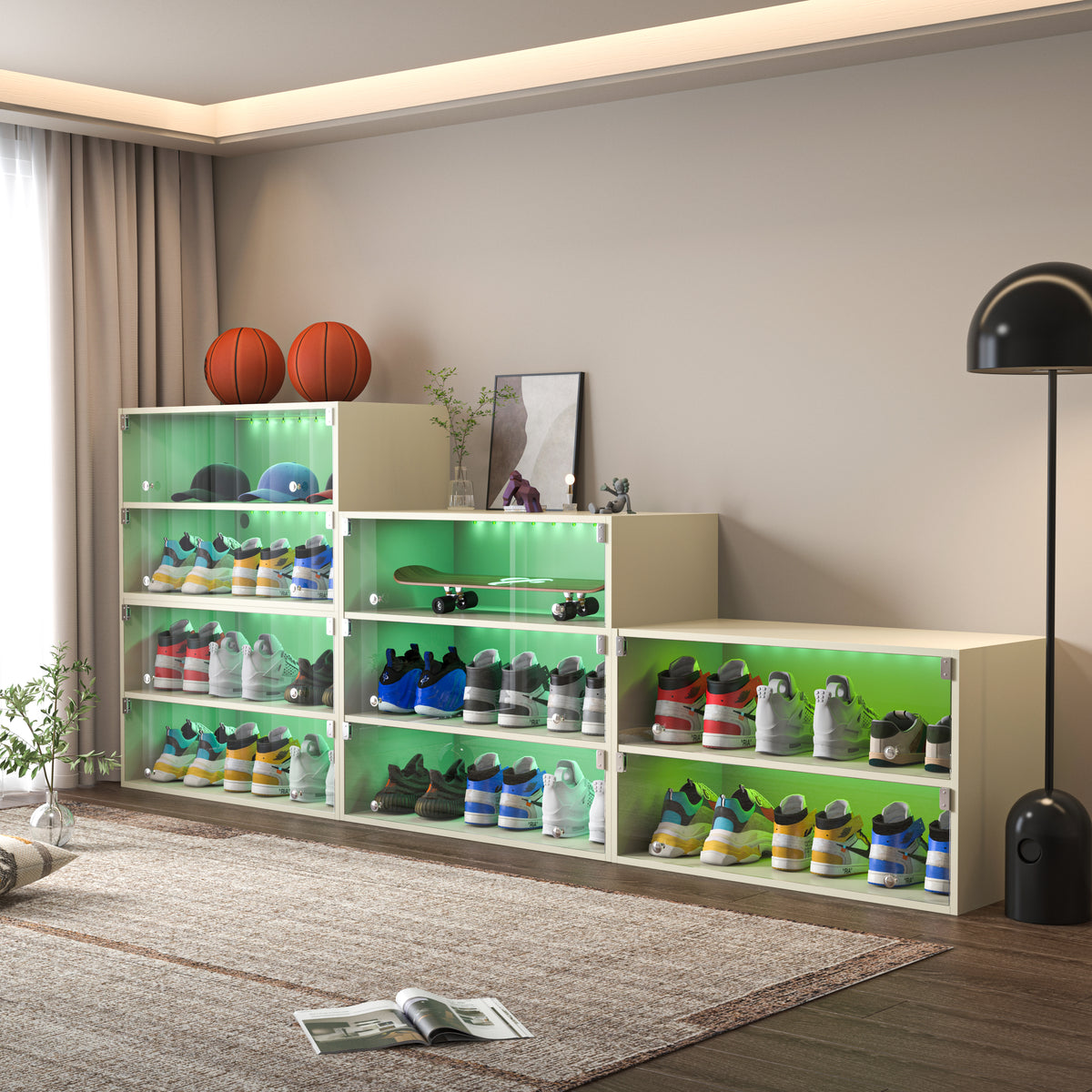 White LED Shoe Storage Tower