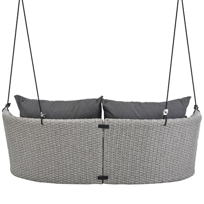 Hanging Swing Chair with Ropes Wicker Cushion