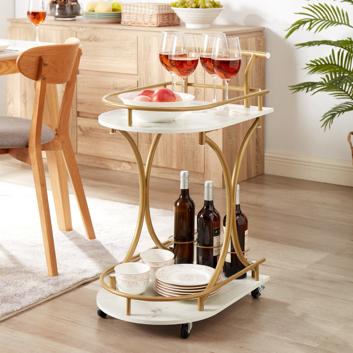 Double-Tier Industrial Bar Cart – Black Metal