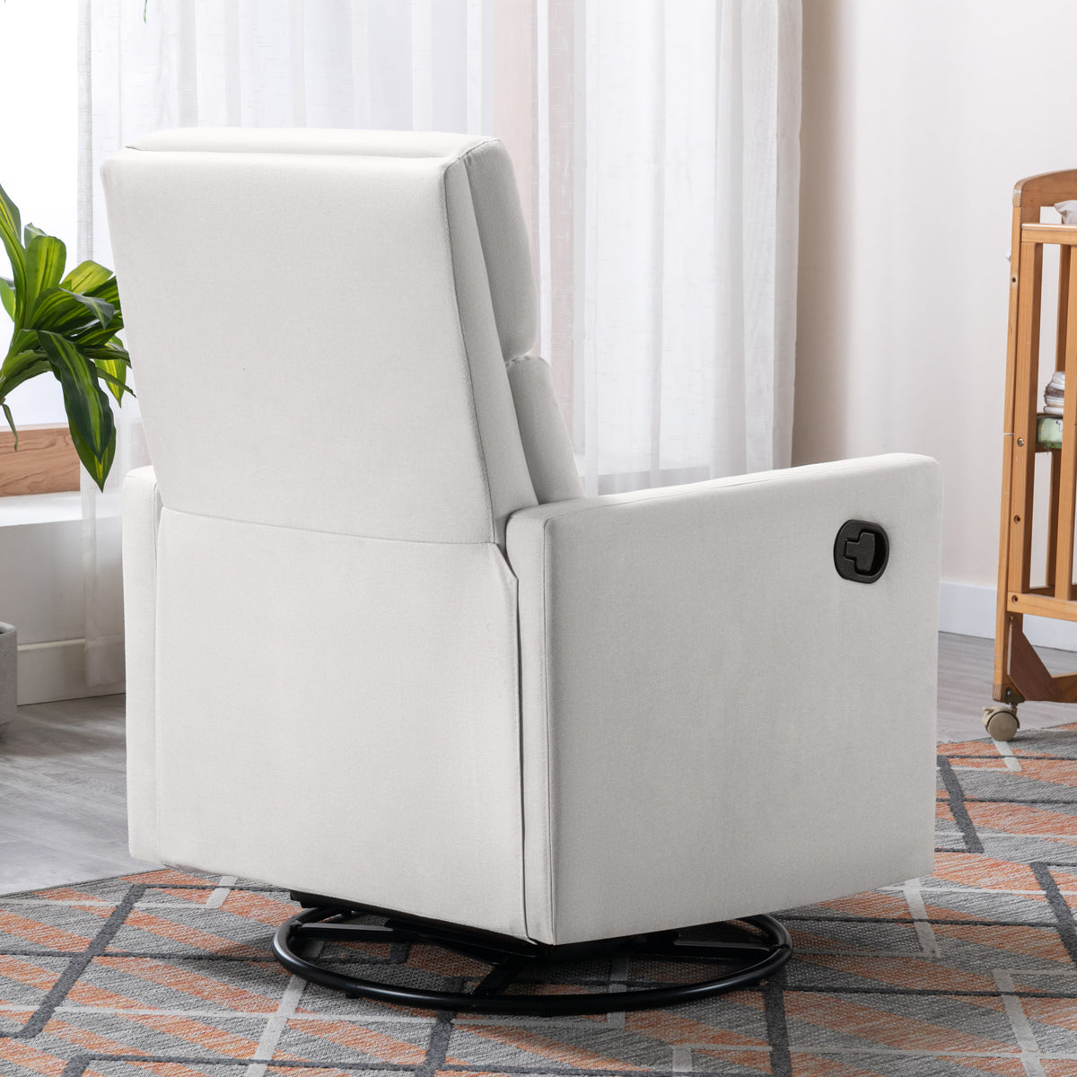 Beige Modern Upholstered Rocker Recliner Chair