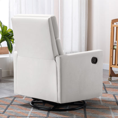 Beige Modern Upholstered Rocker Recliner Chair