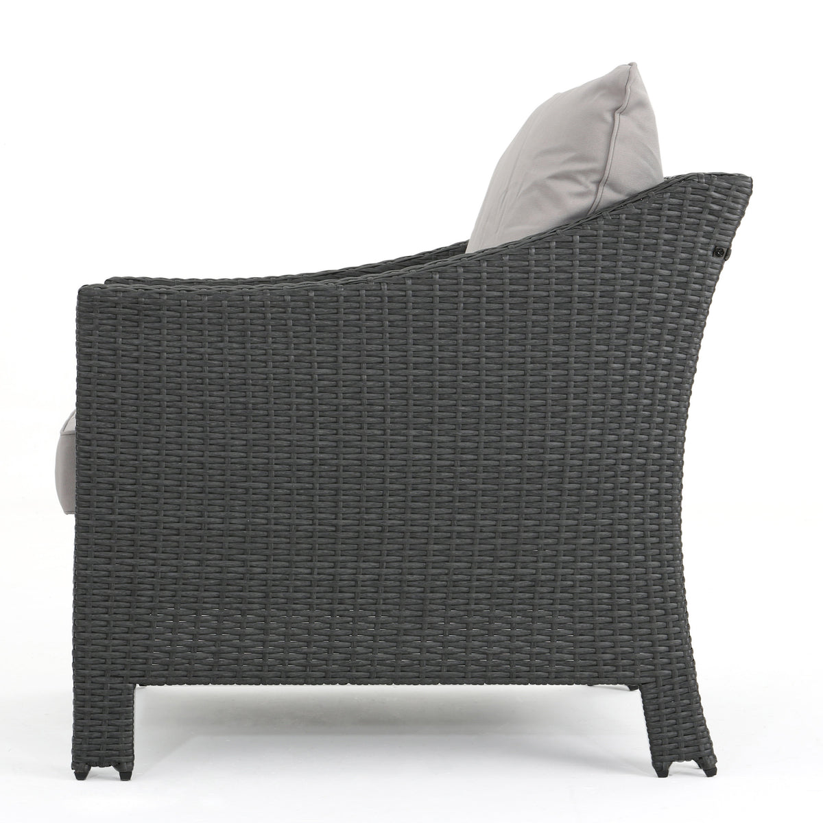 Grey PE Wicker Outdoor Club Chairs – Set of 2 with Cushions