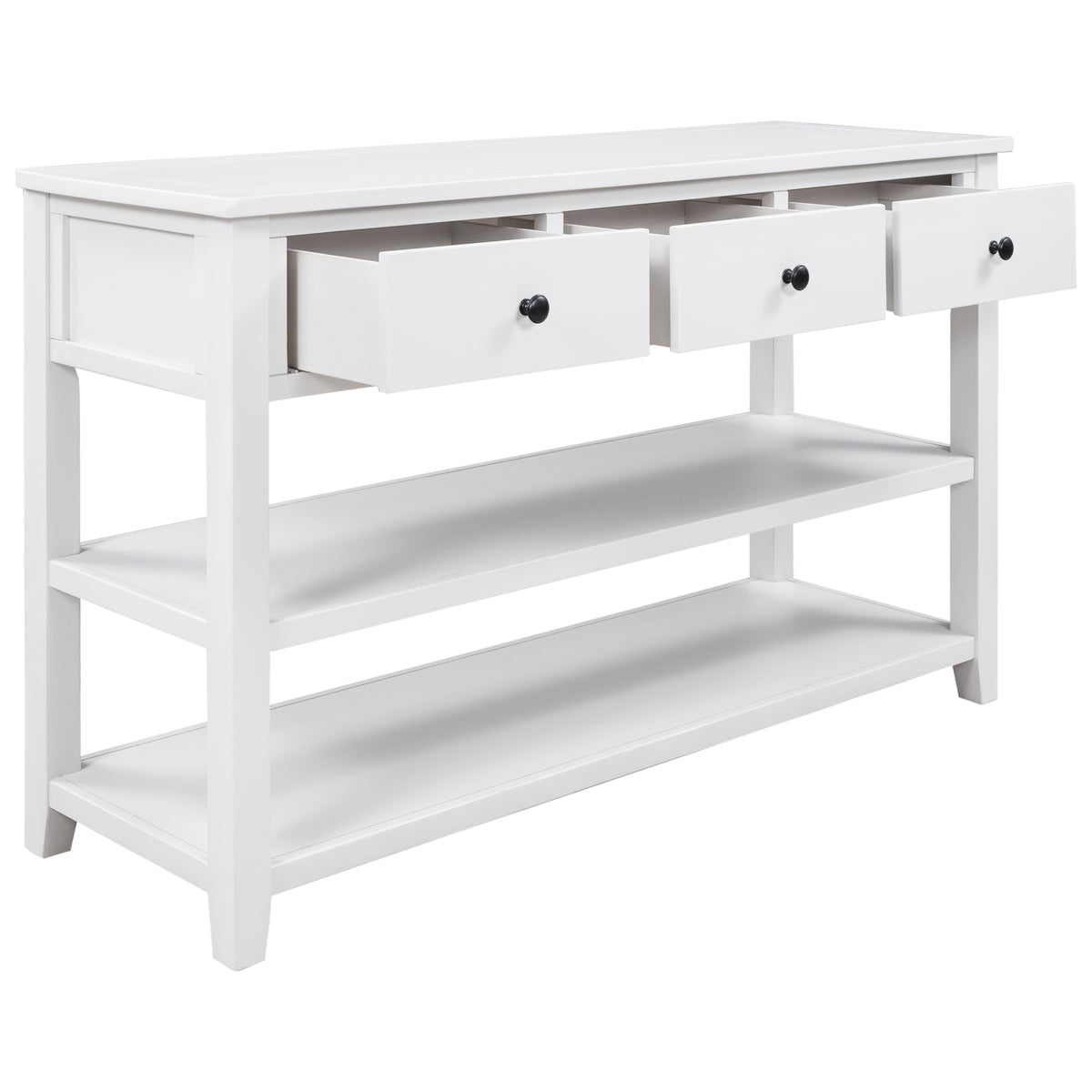 Antique White Console Table – Dual Shelves