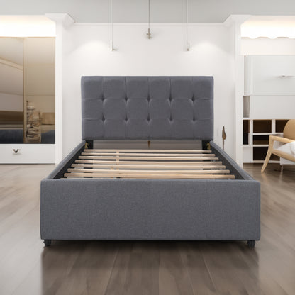Linen Upholstered Bed with Trundle Full