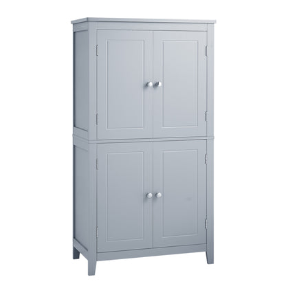 Gray Bathroom Floor Cabinet with Adjustable Shelves