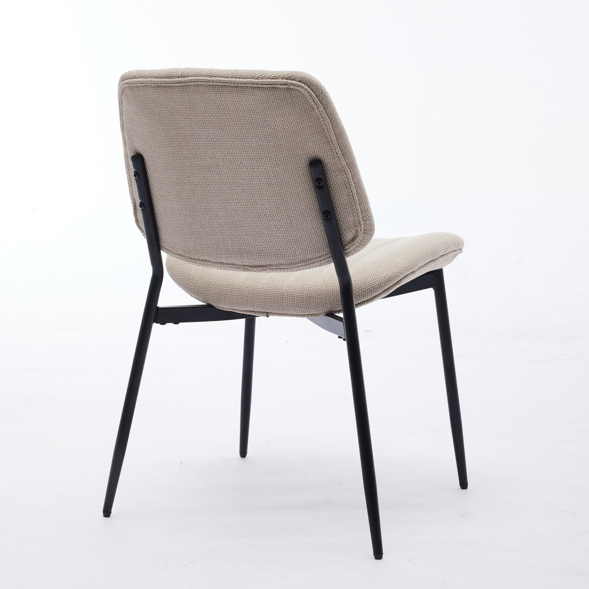 Beige 2-Piece Linen Dining Chair Set – Modern Retro Bentwood Back with Metal Legs