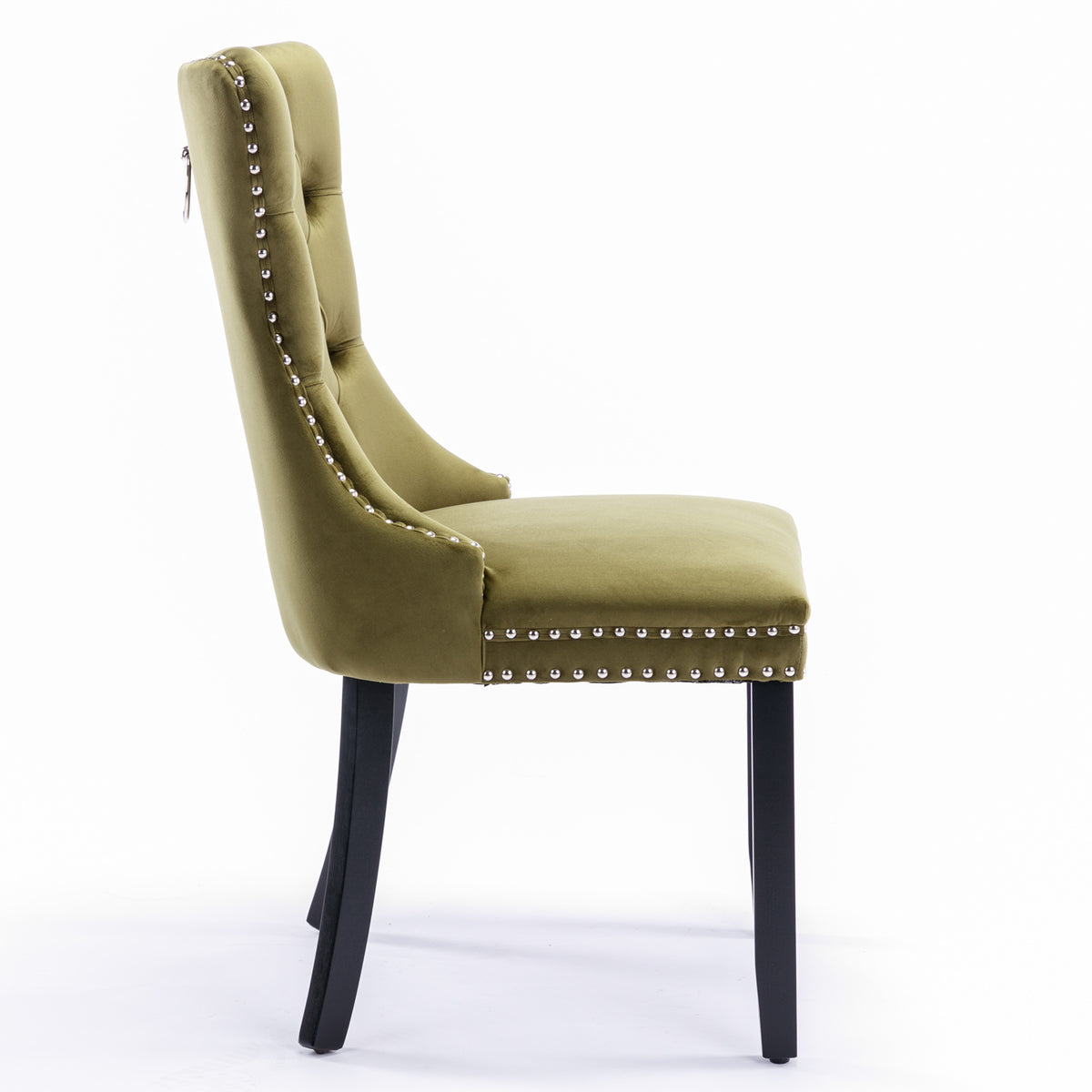 Tufted Olive Green Dining Chairs Set of 2