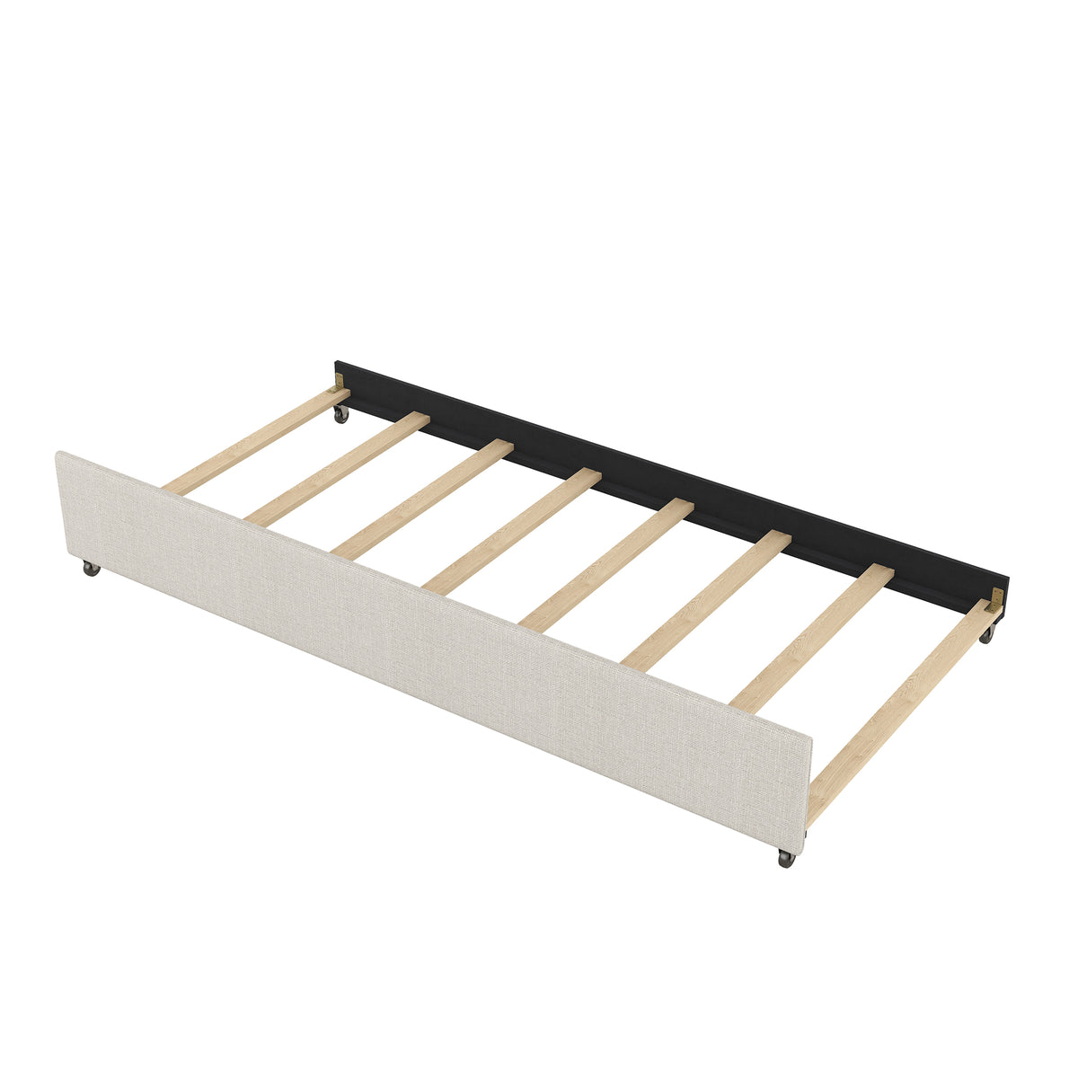 Queen Upholstered Bed with Twin Size Trundle Beige