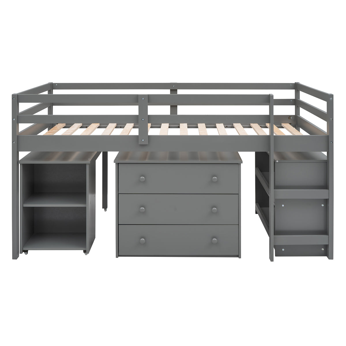 Twin Loft Bed with Desk Gray