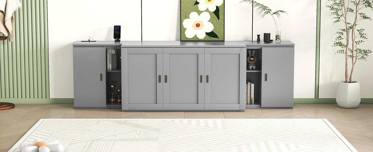 Queen Murphy Bed with Storage Gray