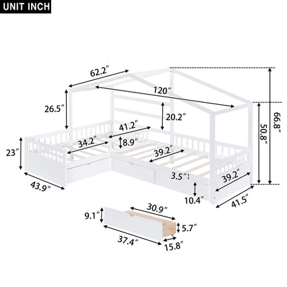 Twin House Bed White