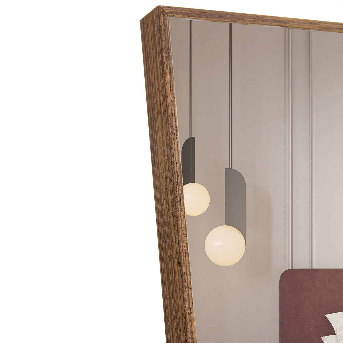 Brown Full-Length Floor Mirror Solid Wood Frame