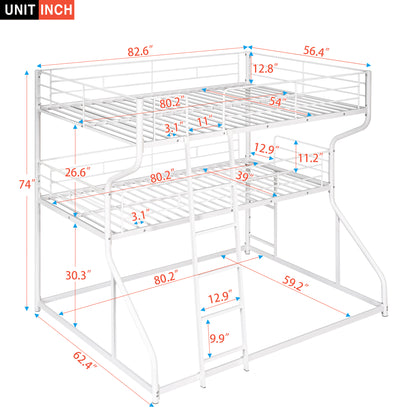 White Triple Bunk Bed – 3-Tier Space-Saving Metal Frame for Kids & Teens