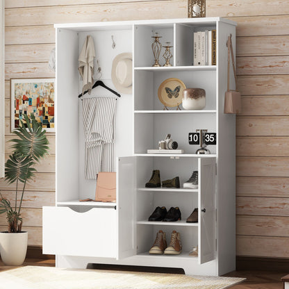 Hall Tree Storage Cabinet White