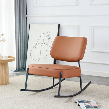 PU Leather Rocking Chair – Black Metal Legs