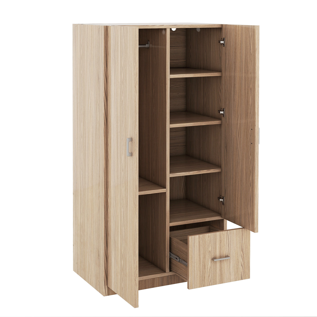 Wooden Double Wardrobe Natural Finish