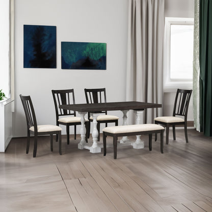 6-Piece Extendable Dining Set Distressed White