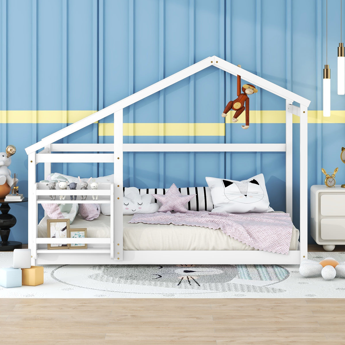 Twin Platform Bed White Finish