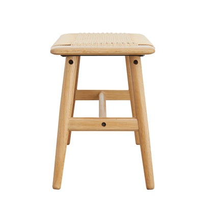 Natural Oak Dining Bench with Woven Seat