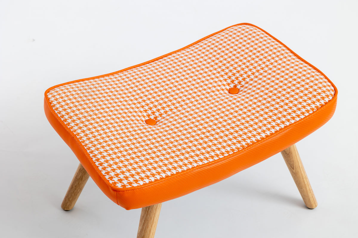 Wooden Step Ottoman with Cushion Orange