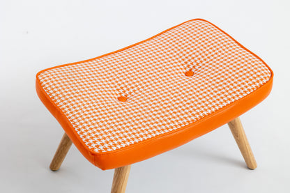 Wooden Step Ottoman with Cushion Orange