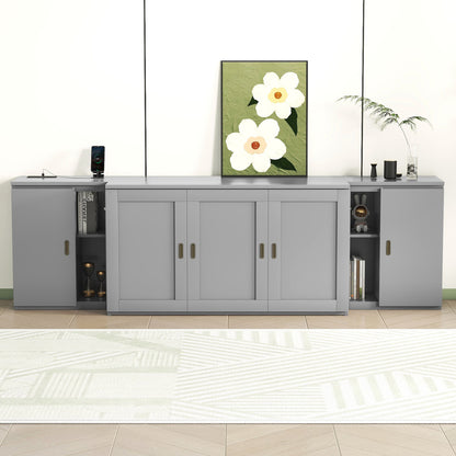Queen Murphy Bed with Storage Gray