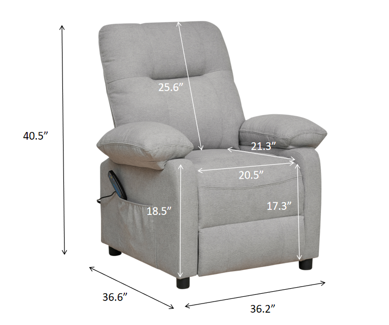 Heated Massage Recliner Chair Gray