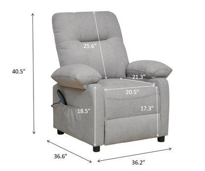 Heated Massage Recliner Chair Gray
