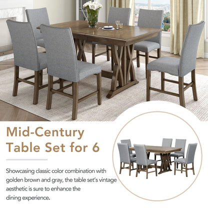 Dining Set with Cushioned Chairs Brown